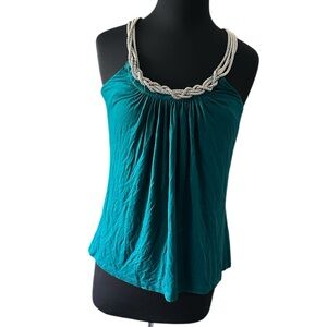 Teal Sleeveless Top with Chain Detail